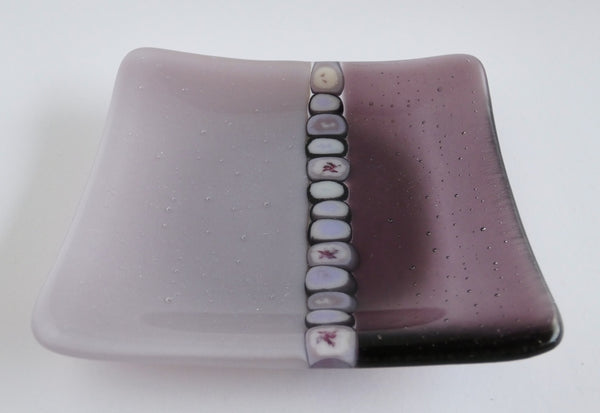 Fused Glass Murrini Plate in Light Violet and Dusty Lilac