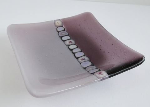Fused Glass Murrini Plate in Light Violet and Dusty Lilac