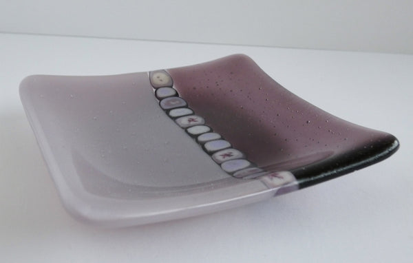 Fused Glass Murrini Plate in Light Violet and Dusty Lilac