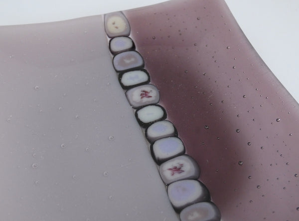 Fused Glass Murrini Plate in Light Violet and Dusty Lilac