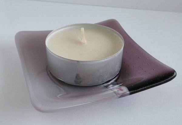 Fused Glass Murrini Plate in Light Violet and Dusty Lilac