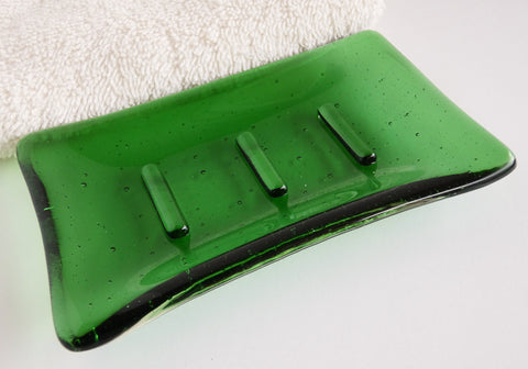 Fused Glass Soap Dish in Light Green