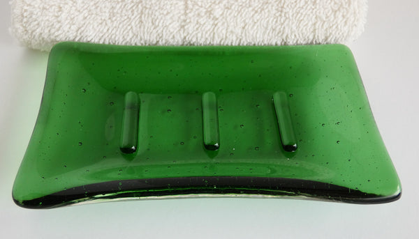 Fused Glass Soap Dish in Light Green