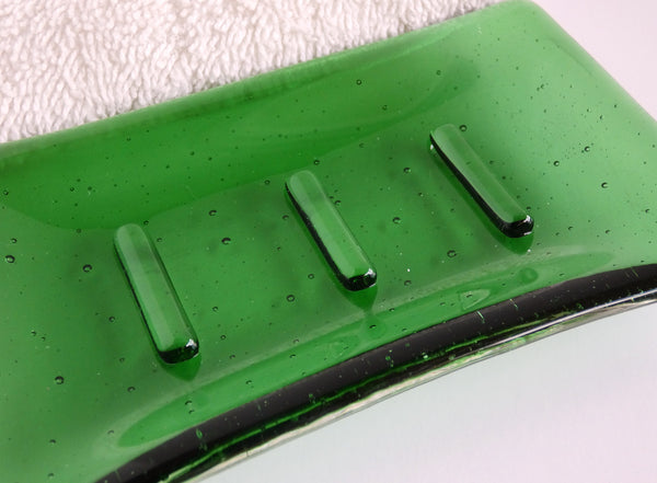 Fused Glass Soap Dish in Light Green