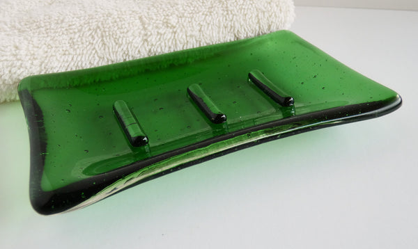 Fused Glass Soap Dish in Light Green