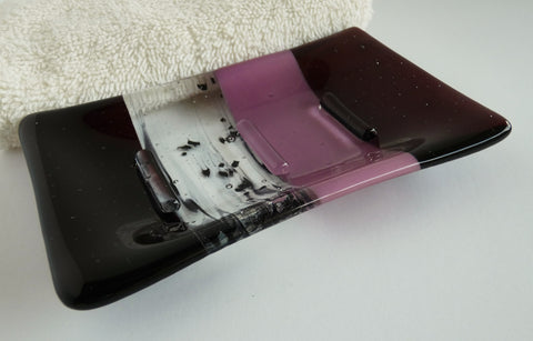 Fused Glass Soap Dish in Deep Plum