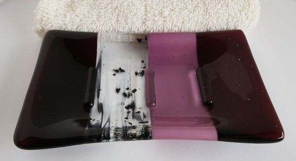 Fused Glass Soap Dish in Deep Plum