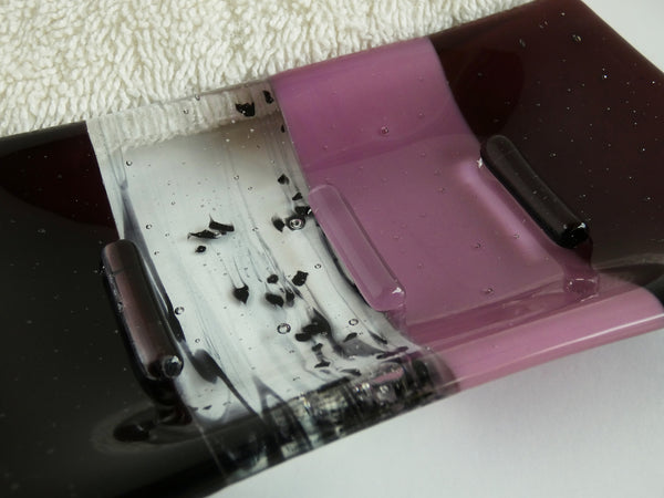 Fused Glass Soap Dish in Deep Plum