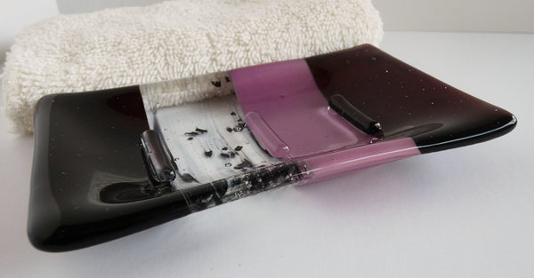 Fused Glass Soap Dish in Deep Plum