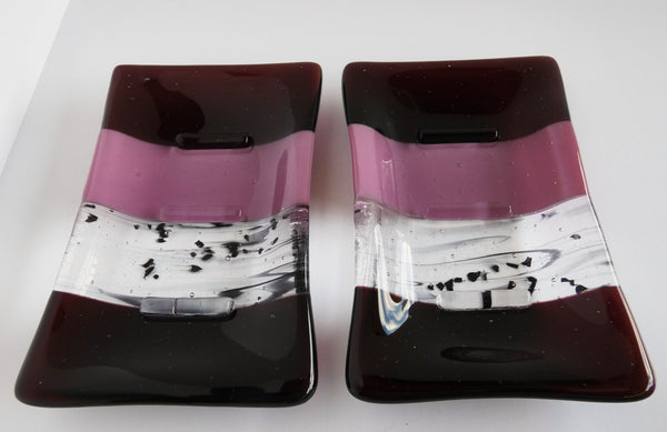 Fused Glass Soap Dish in Deep Plum