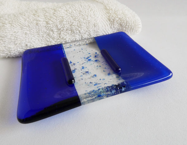 Fused Glass Soap Dish in Dark Cobalt Blue