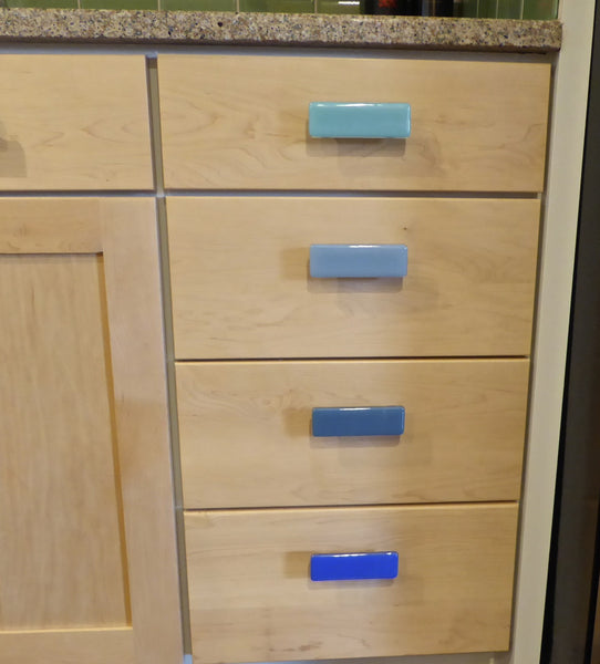Blue Fused Glass Cabinet or Drawer Pulls-3