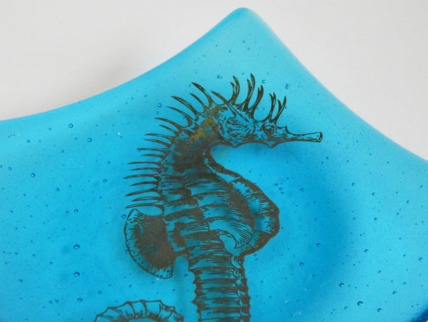 Fused Glass Sea Horse Plate