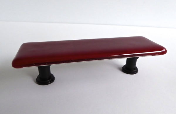 Fused Glass Cabinet or Drawer Pulls in Red, Black and Grays-3