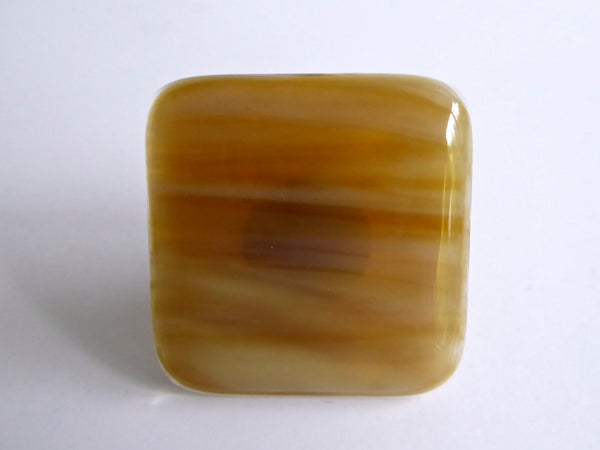 Streaky Amber and Cream Fused Glass Cabinet Door Knob