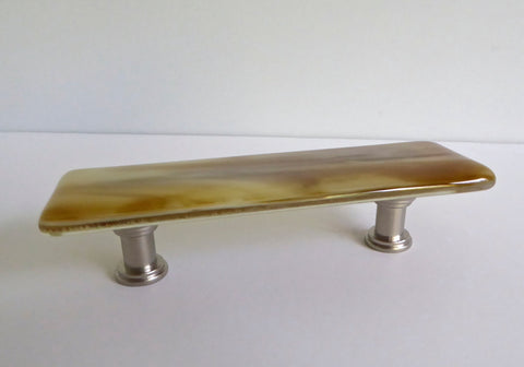 Streaky Amber and Cream Fused Glass Cabinet or Drawer Pulls