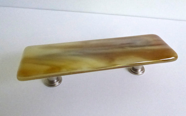 Streaky Amber and Cream Fused Glass Cabinet or Drawer Pulls