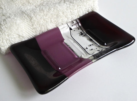 Fused Glass Soap Dish in Deep Plum-1
