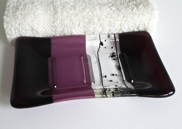 Fused Glass Soap Dish in Deep Plum-2