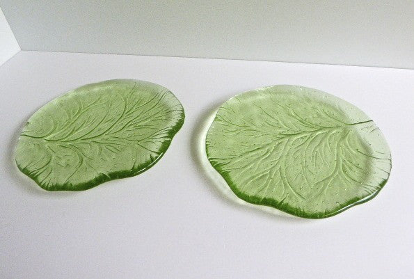 Pair of Fused Glass Salad or Dessert Plates-1