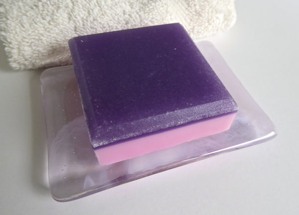 Streaky Pink Fused Glass Soap Dish