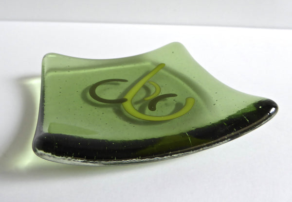 Fused Glass Ring Dish in Leaf Green