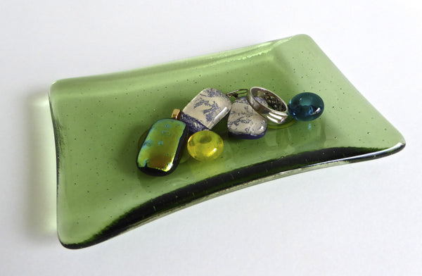 Fused Glass Small Dish in Leaf Green