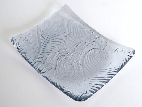 Pale Blue Fused Glass Waves Imprint Plate