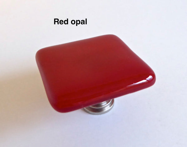 Fused Glass Cabinet Door Knobs in Red, Black and Grays