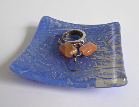 Fused Glass Ring Dish in Cobalt and Silver