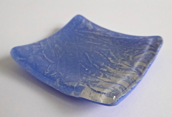 Fused Glass Ring Dish in Cobalt and Silver