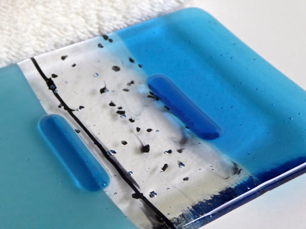 Fused Glass Soap Dish in Bright Turquoise Blue