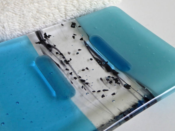 Light Turquoise Fused Glass Soap Dish