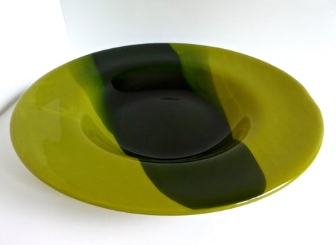 Blue and Green Fused Glass Rimmed Bowl