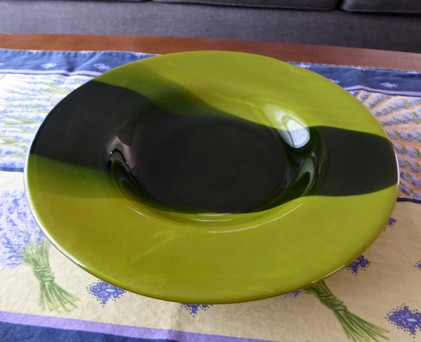 Blue and Green Fused Glass Rimmed Bowl