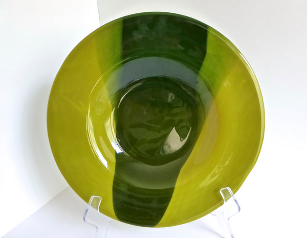 Blue and Green Fused Glass Rimmed Bowl