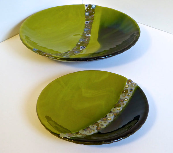 Fused Glass Dish in Green and Blue