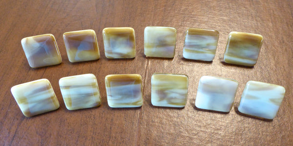 Streaky Amber and Cream Fused Glass Cabinet Door Knob