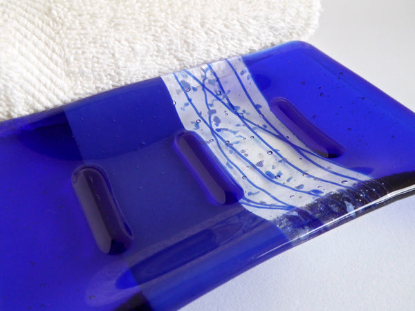 Fused Glass Soap Dish in Cobalt Blue