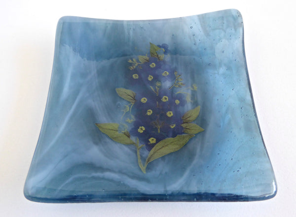 Fused Glass Forget-Me-Not Small Plate