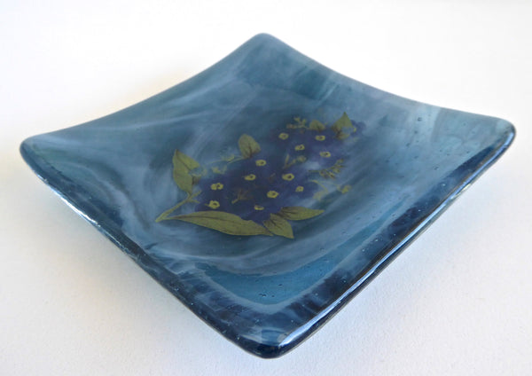 Fused Glass Forget-Me-Not Small Plate