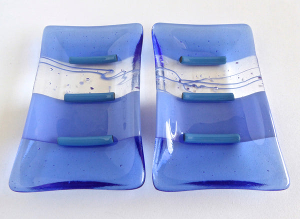 Periwinkle Blue Fused Glass Soap Dish