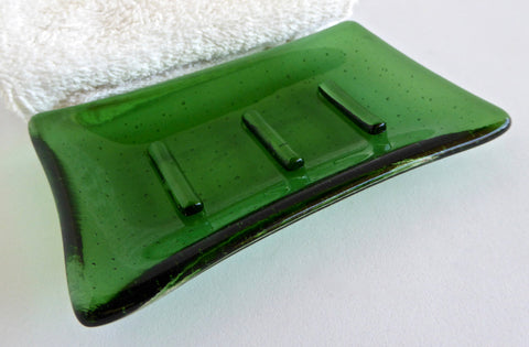 Fused Glass Soap Dish in Light Green