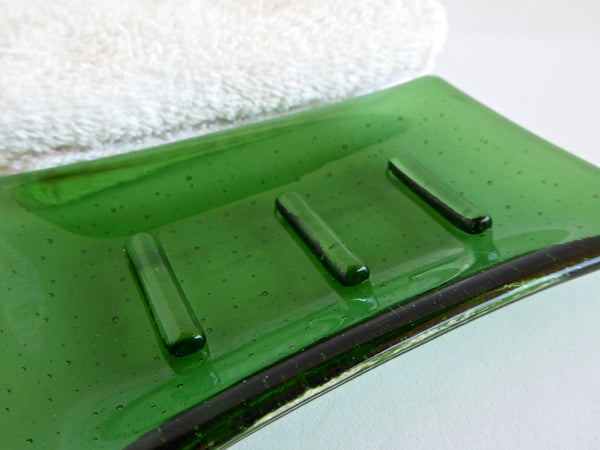 Fused Glass Soap Dish in Light Green