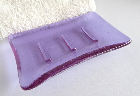 Fused Glass Soap Dish in Lavender