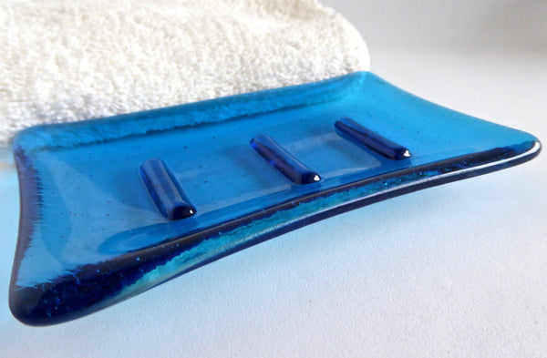 Fused Glass Soap Dish in Turquoise