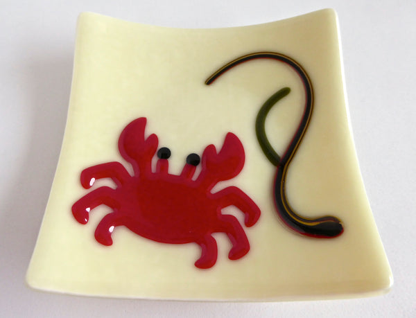 Fused Glass Crab Plate