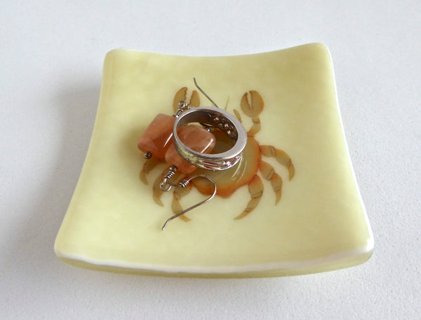 Fused Glass Crab Ring Dish