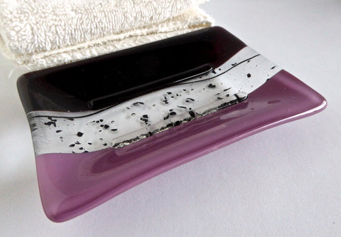 Large Soap Dish in Deep Plum Fused Glass