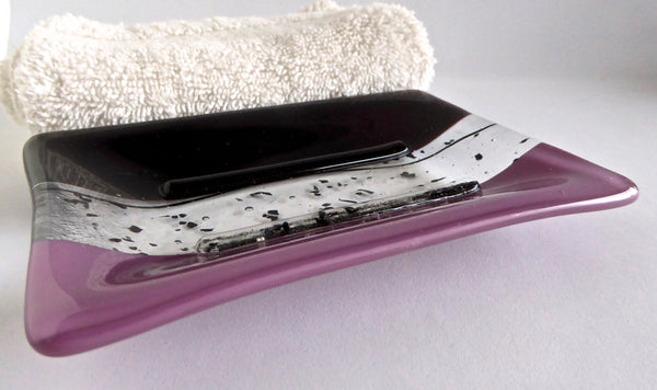 Large Soap Dish in Deep Plum Fused Glass